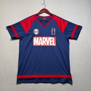 Marvel Spider-Man Jersey Mens Large Blue Parker 62 Our Universe Y2K Superhero